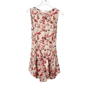 Thakoon Cream Rose Floral Lagenlook Tie Sleeve Belt Wool Womens Mini Dress Sz 2